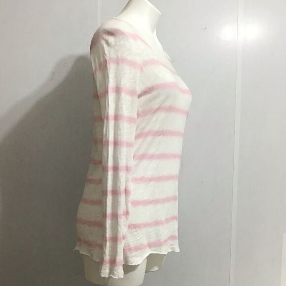 ATM Tye-Dye Pink & White Stripe Distressed T-Shirt - Picture 4 of 11